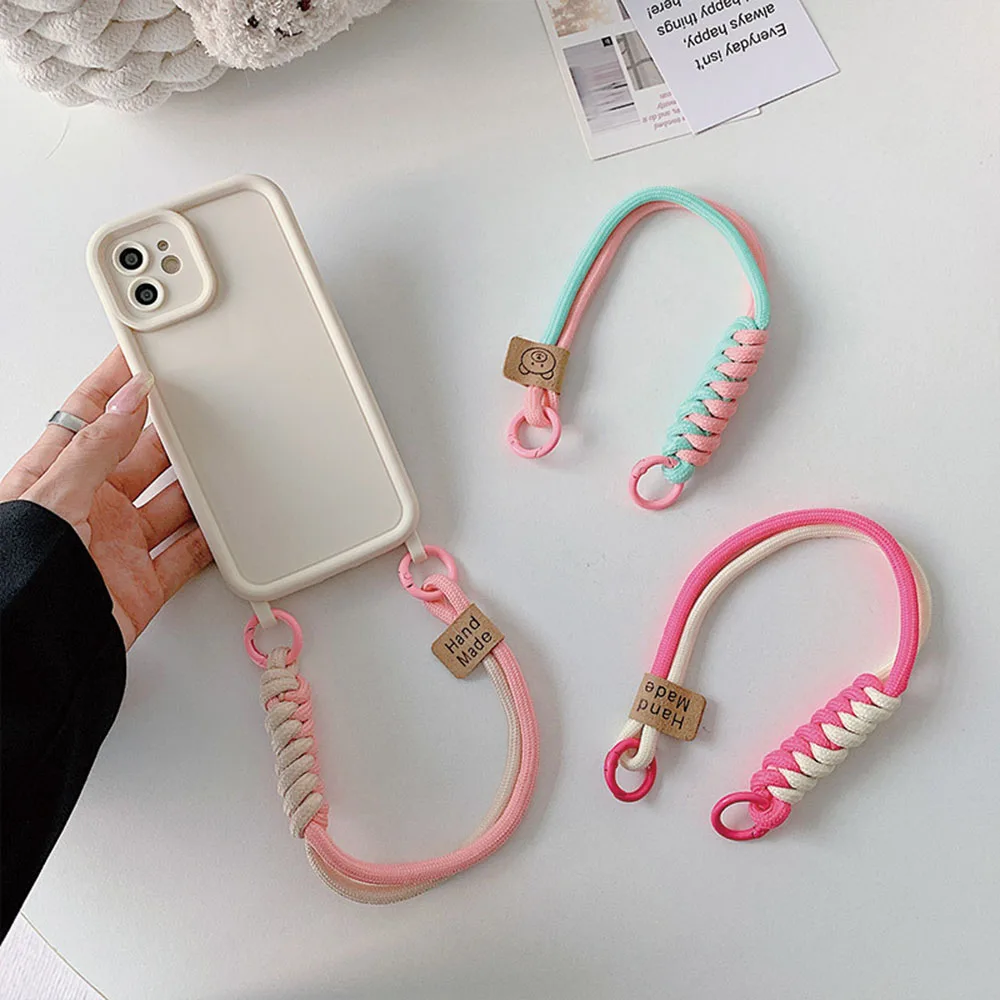 Hanging Chain Ring Cord Keychain Anti-loss Rope Keyring Wrist Strap Mobile Phone Lanyard Detachable Woven Colorful Key Chains