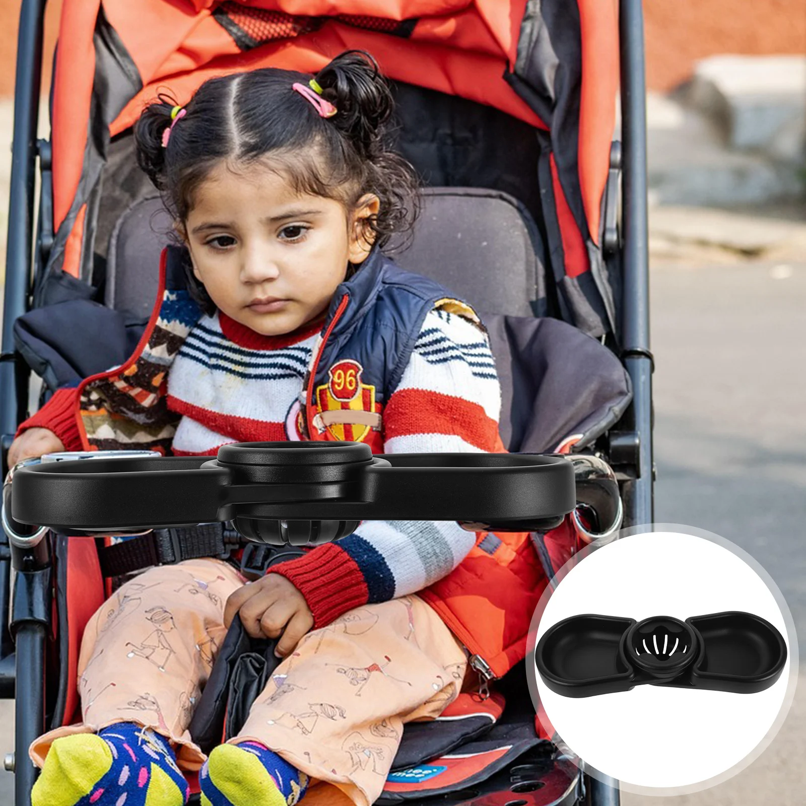 

3-In-1 Stroller Tray Universal Snacks Holder Cup Food Tray Portable Accessory For Outings Travel Storage