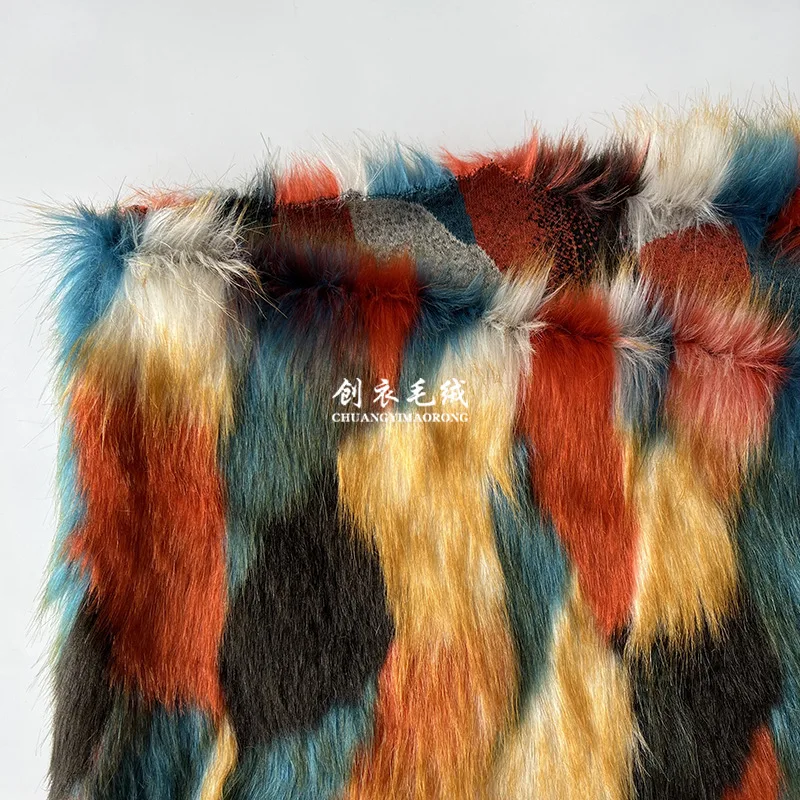 Colorful Jacquard Artificial Fur Imitation Fur Home Textile Pillow Clothing Fabric( 950g/meter)