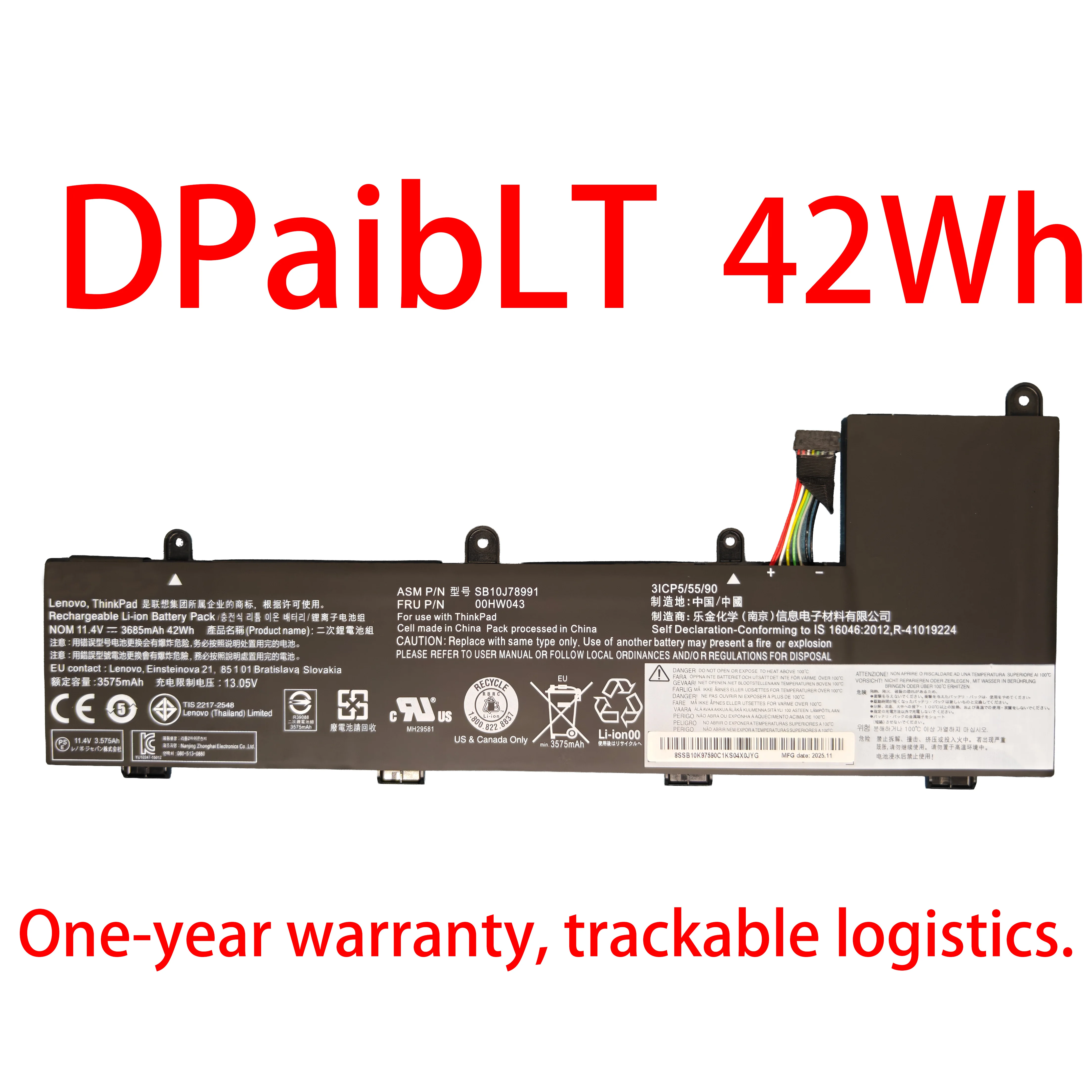 

Аккумулятор для ноутбука DPaibLT 42Wh SB10J78991 SB10J78992 SB10J78990 00HW044 00HW043 00HW042 для Lenovo ThinkPad Yoga 11E 3-го поколения