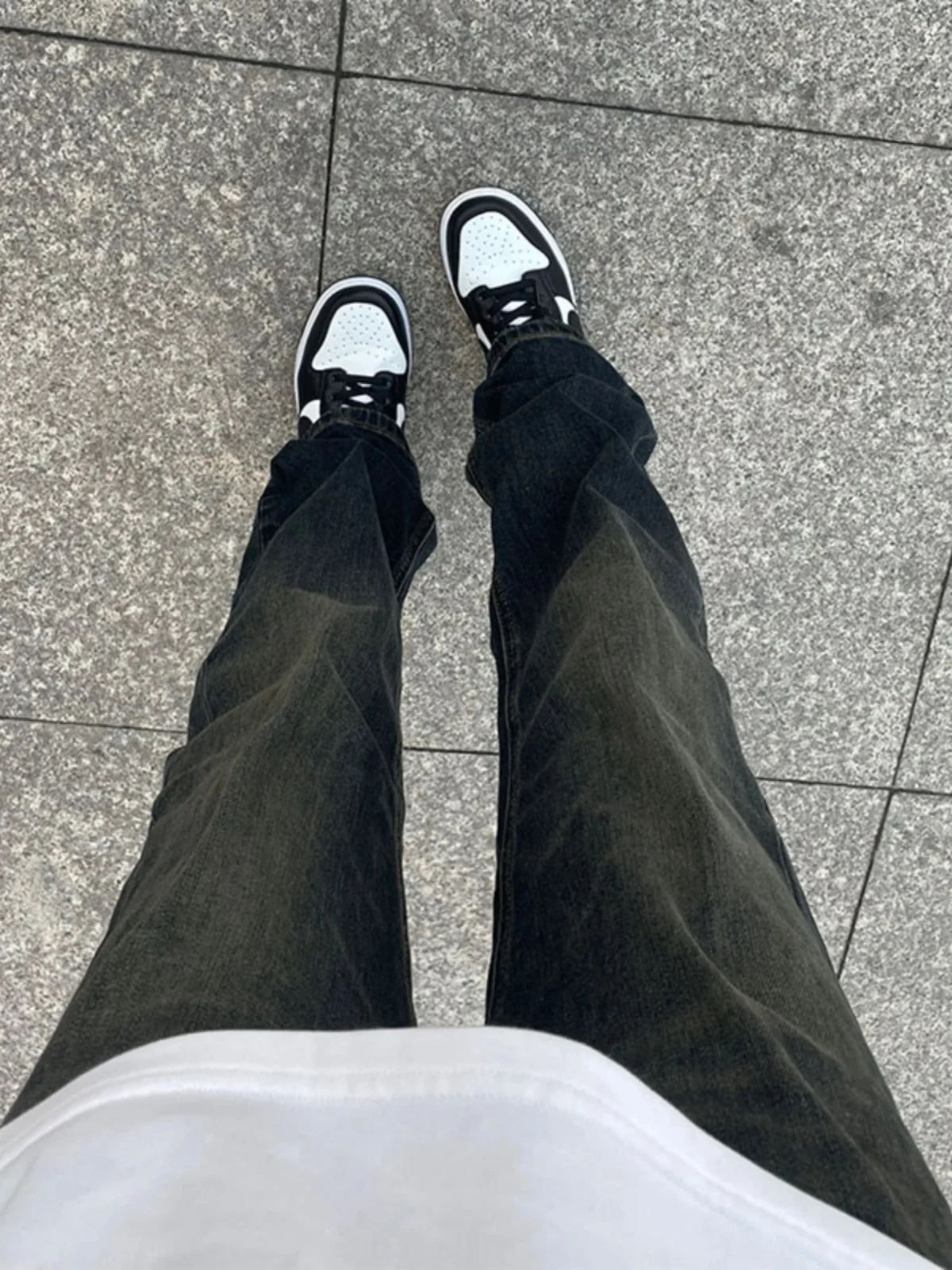 

Retro Blue Straight Leg Men's Jeans High Street Hiphop Waed Micro Flared Trousers Trendy Youth Cotton Polyester Blend