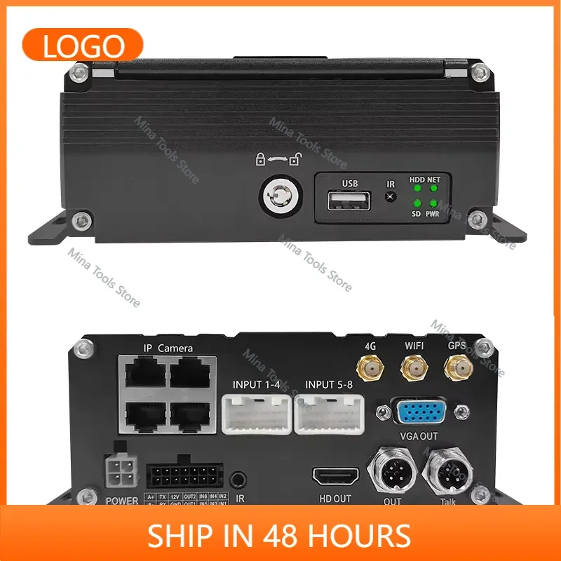12CH MNVR Remote Control Car Black Box 8AHD 4IPC Camera Fleet Tracking System