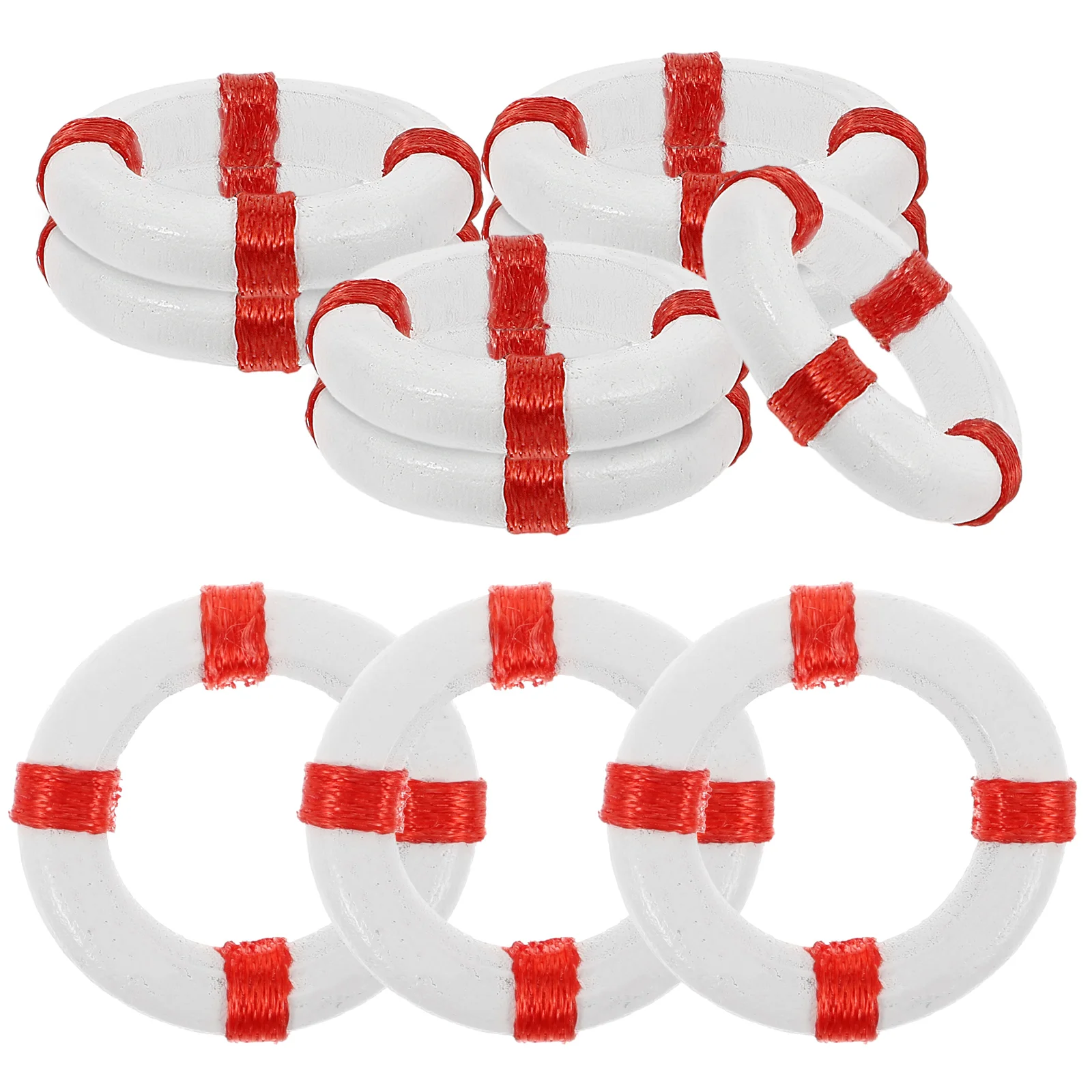 

10 PCS Mini Swimming Life Ring The Mediterranean Buoy Red Miniature Child