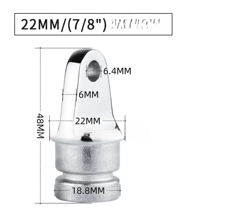 Inside Eye End 316 Stainless Steel For Boat Canopy For Bimini Top Fits 22mm 25mm Tubing Saltwater Resistant Marine Hardware