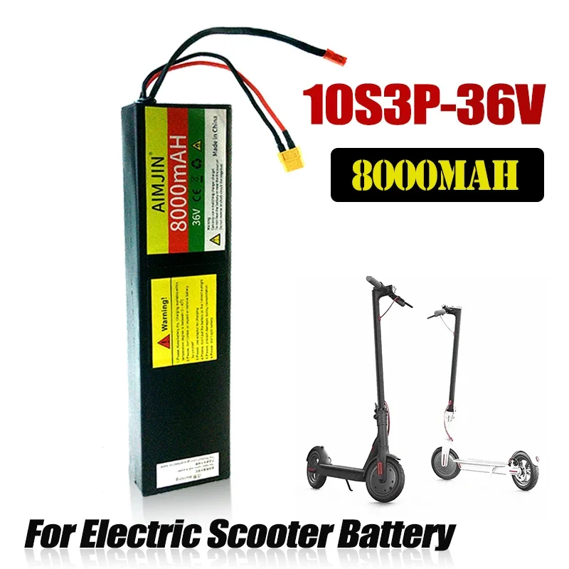 

10S3P 36V 8000mAh Rechargeable Lithium Battery pack XT60+JST Plug with 42V 2A Charger Suitable For Electric Scooter