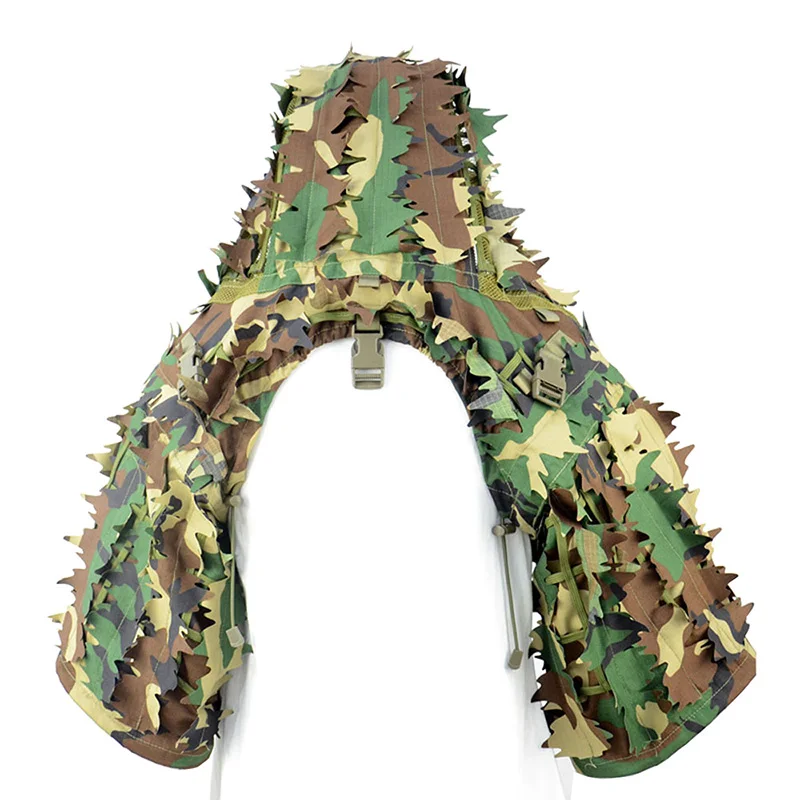Taktischer Ghillie-Anzug, atmungsaktive Ghillie Viper Hood mit 3D-Blattstreifen, Scharfschützmantel für Wargame, Jagd, CS – Detail 4