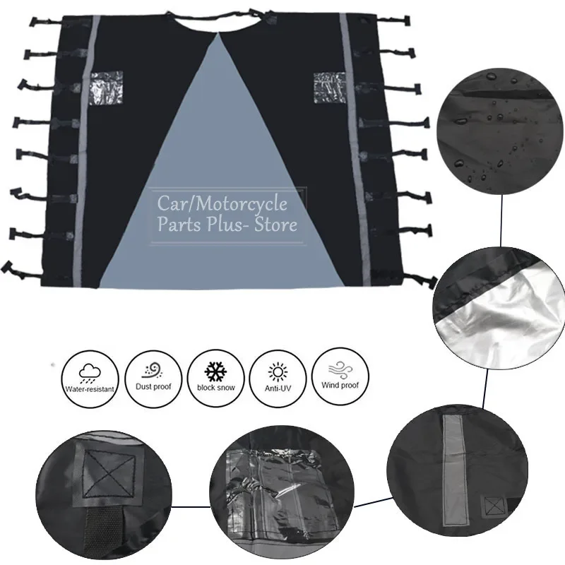 

RV Caravan Front Towing Cover Protector 2LED Dustproof Cover Reflective Strip Light Windshield Cover Waterproof Oxford Cloth