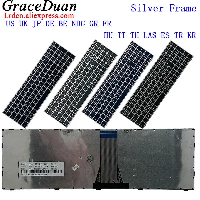 Silver Frame Keyboard for Lenovo Ideapad 300 500 15ISK 17ISK G50 G51 G70 B50 B51 B71 Z50 Z51 Z70 E50 E51 30 35 45 50 70 80 V4000