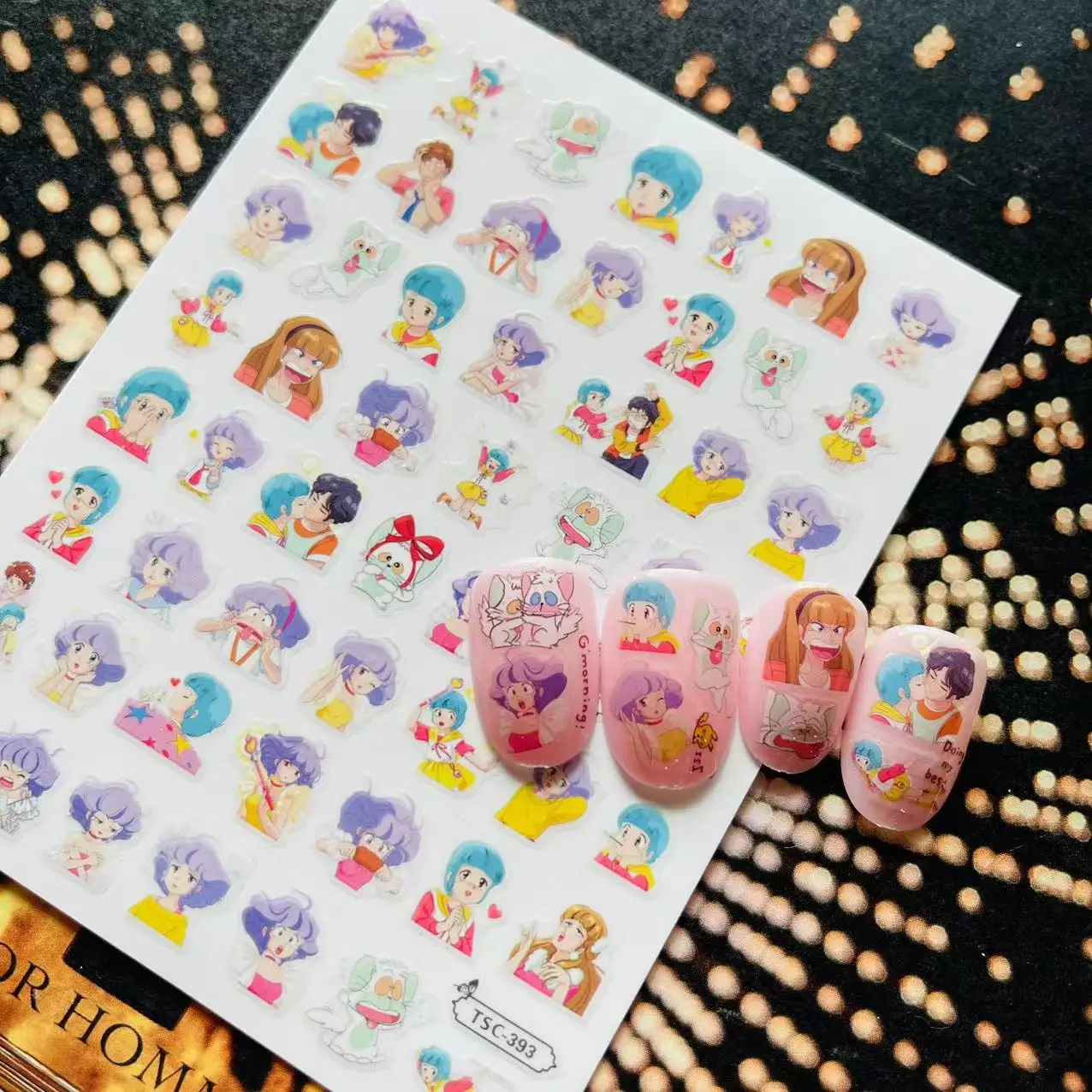 TSC-393 Newest Little design cartoon girl colorful film designs 3d nail art sticker nail decal accessories