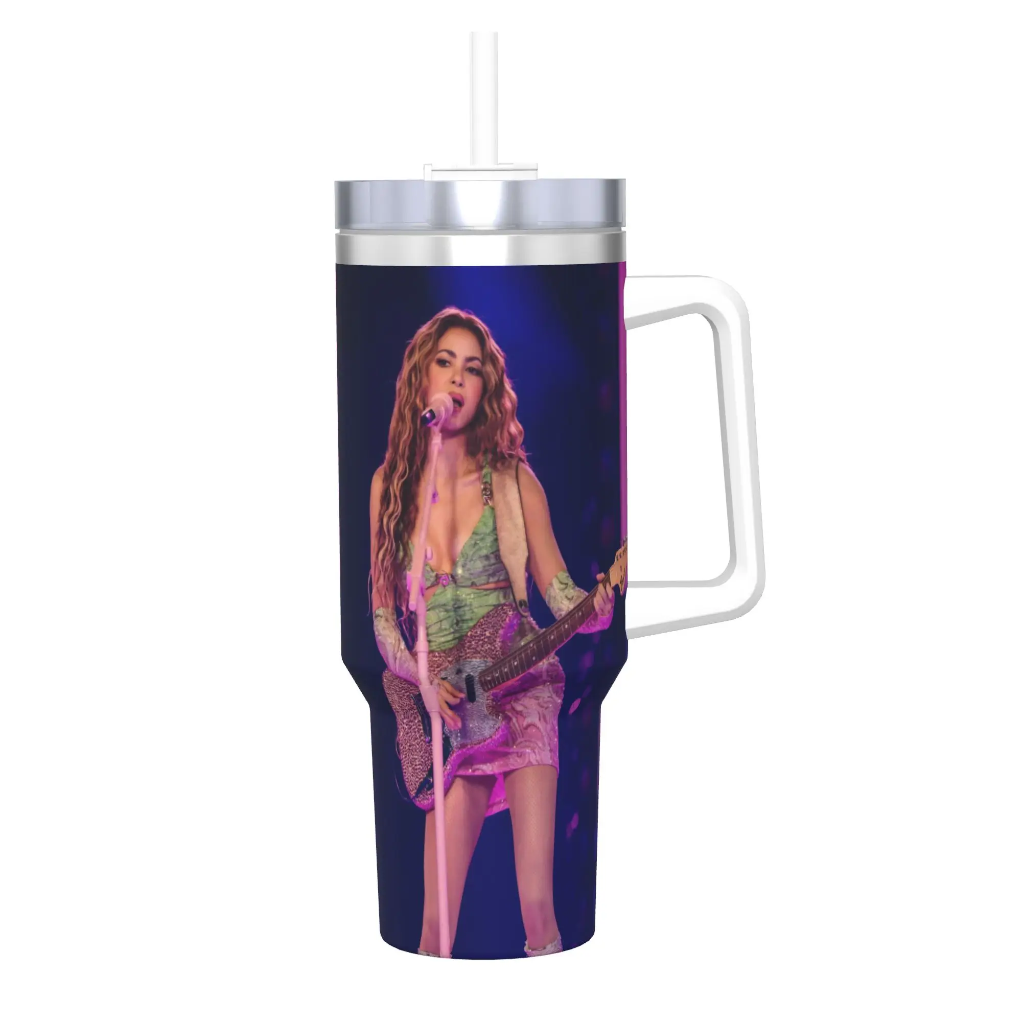 Shakira Singer Tumbler With Straw  Stainless Steel Mugs Cup Double Wall Vacuum Insulated for Cold Or Hot 40oz