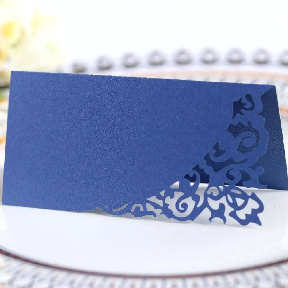 10pcs Laser Cut Wedding Table Place Cards Paper Folded Seat Card Blank Elegant Number Name Card