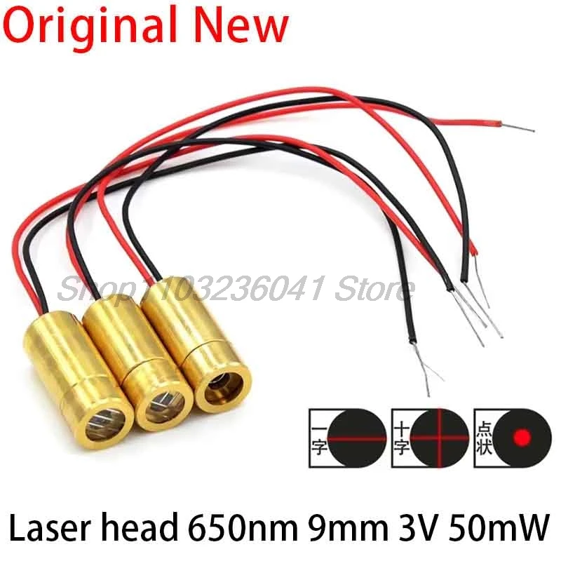 Laser head 650nm 9mm 3V 50mW Laser Cross Diode Module Red Copper Head 5MW