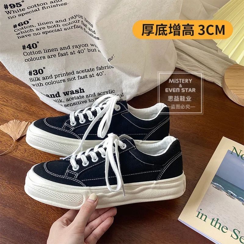 Platform Shoes Women Canvas Shoes Student Fashion Sneakers Woman Lace-up Casual Shoes Ladies Loafers Breathable Spring Autumn