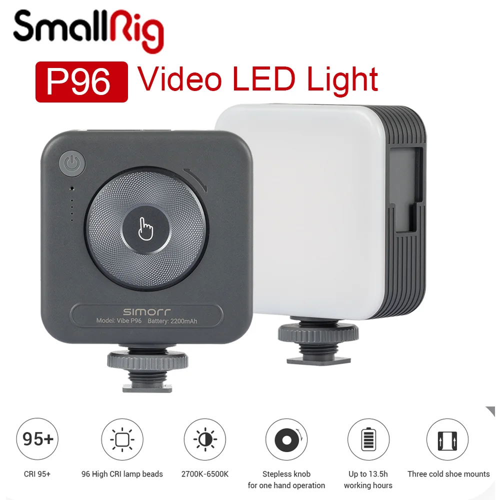 SmallRig P96 LED الفيديو الضوئي أضواء كاميرا LED صغيرة 2200mAh 6500k التكبير صور الفيديو الإضاءة ل يوتيوب Tiktok مدونة فيديو ملء الضوء