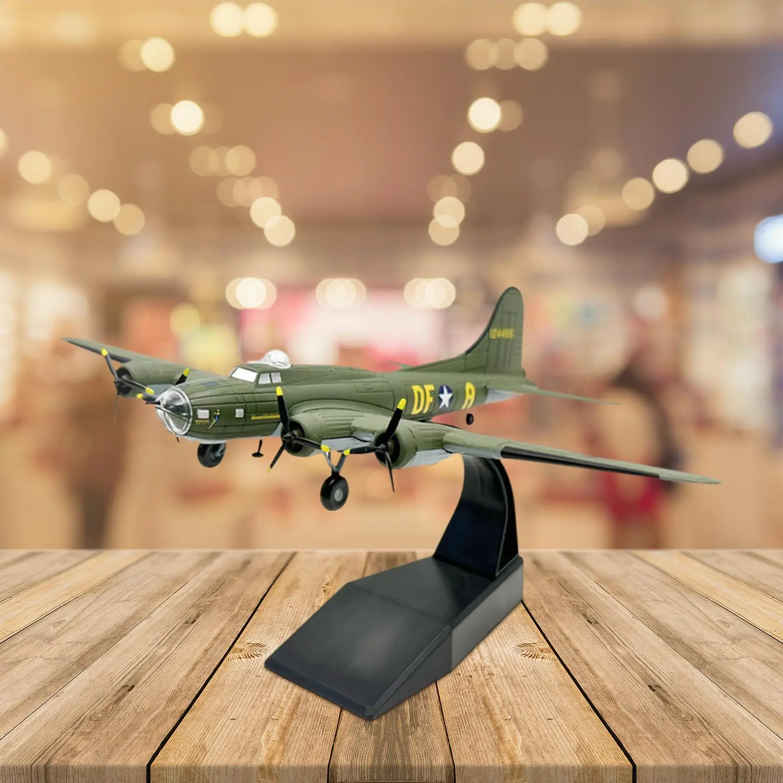 

1:144 B17 Diecast Fighter Model Souvenir Birthday Gift Retro Plane Model with Display Base for Bar Shelf Cafe Cabinet Home