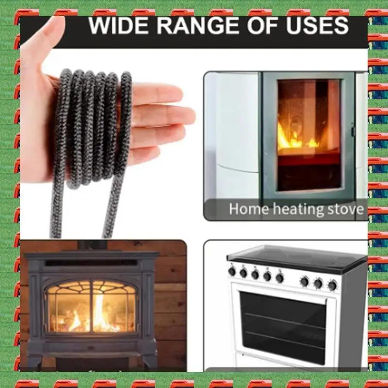 

Веревка для печи ABMO, шнур для двери камина из стекловолокна, высокотемпературный дровянойburn, черный прокладочный шнур, уплотнительная веревка длиной 2,5 м