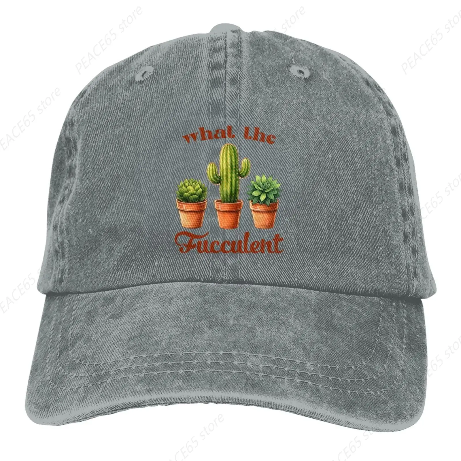 Funny Cactus What The Fucculent Denim Cap Plants Lovers Gardening Hat Adjustable Low Profile Cotton Hat Men Women