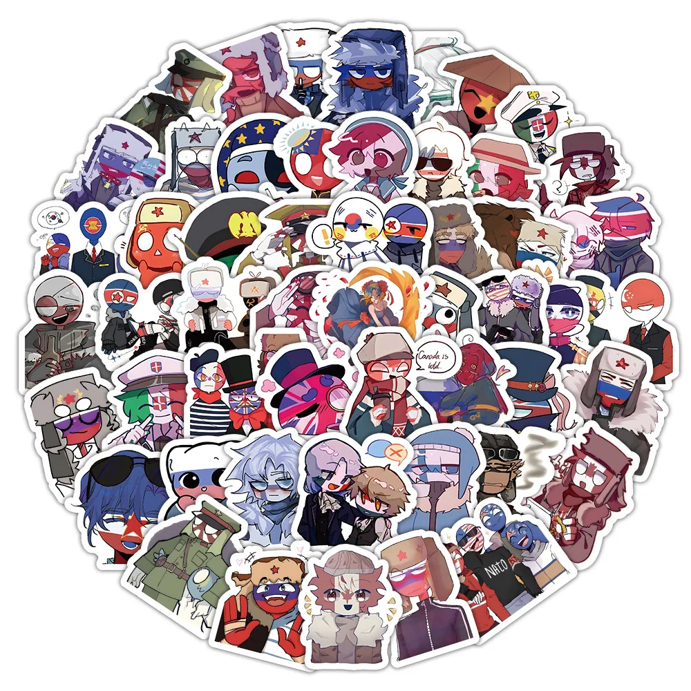 50/103Pcs Cartoon Anime Cool Game Countryhumans Stickers Kawaii Student Stationery Waterproof Kids School Supplies Case Gift