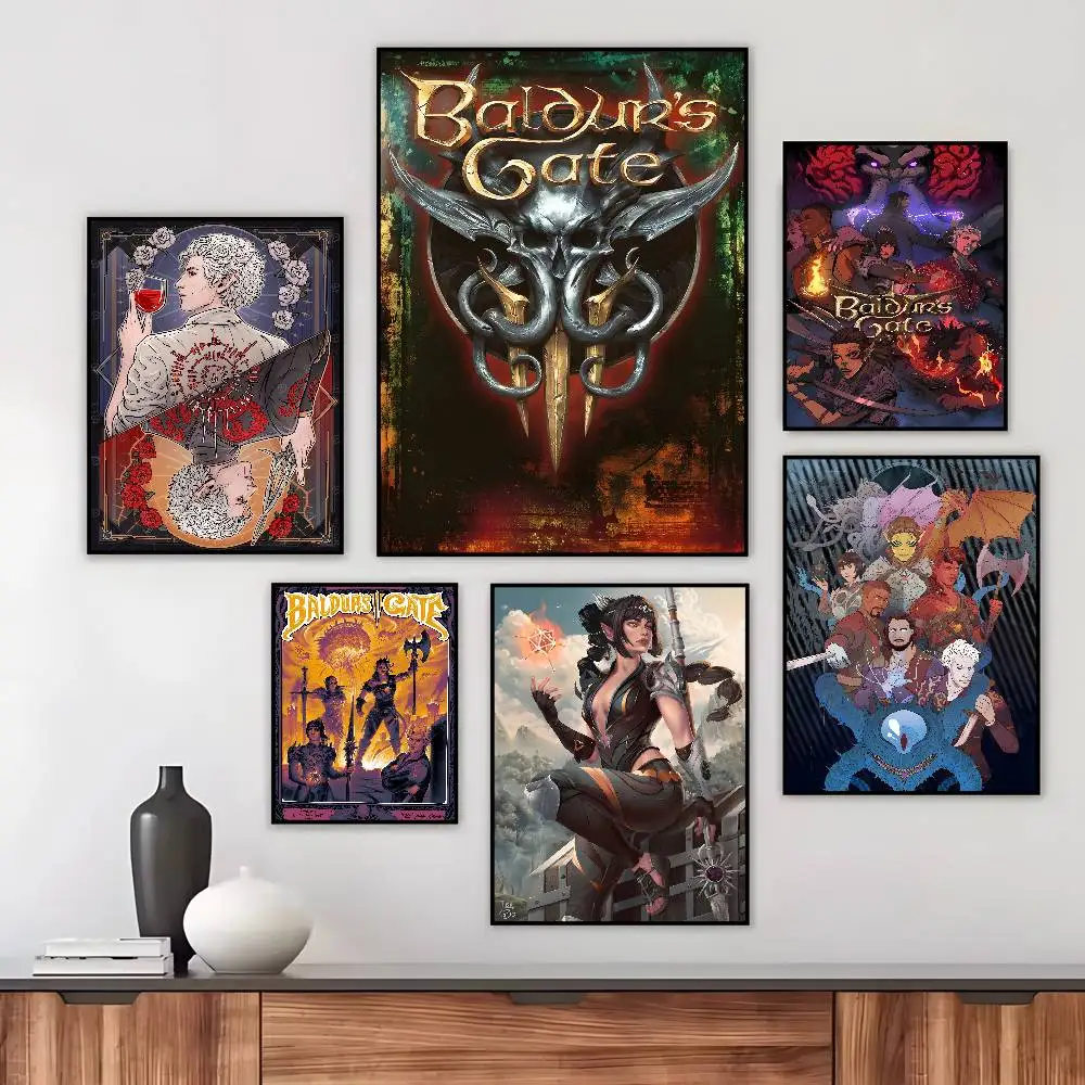 Popular Games Baldur's Gate 3 Poster Art Canvas HD Aesthetic Printing Paper Wall Art for Living Room Bar Fashion Home Decor