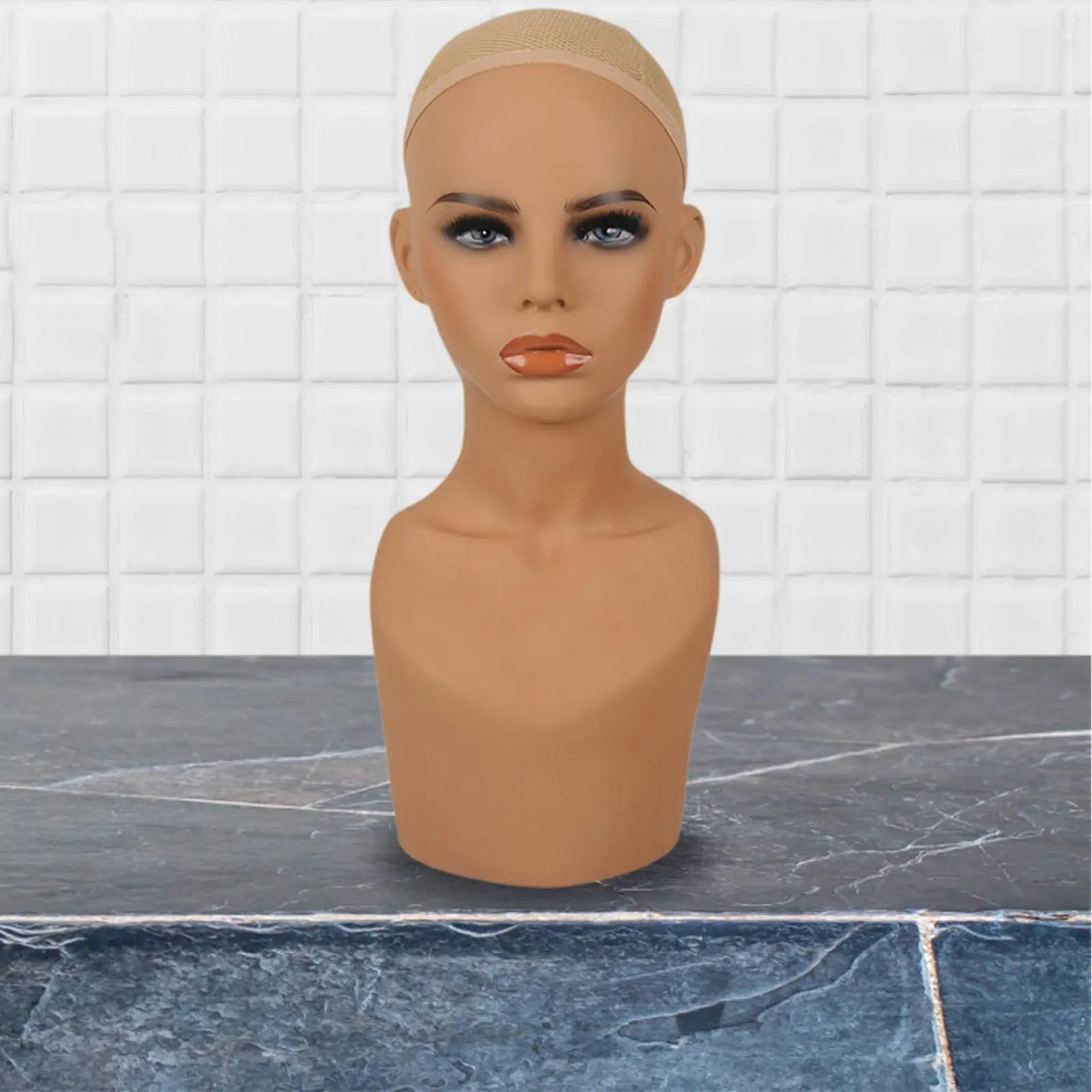 Mannequin Head with Shoulder Versatile Lightweight Make Up Manikin Head Wig Holder for Sunglass Making Styling Jewelry