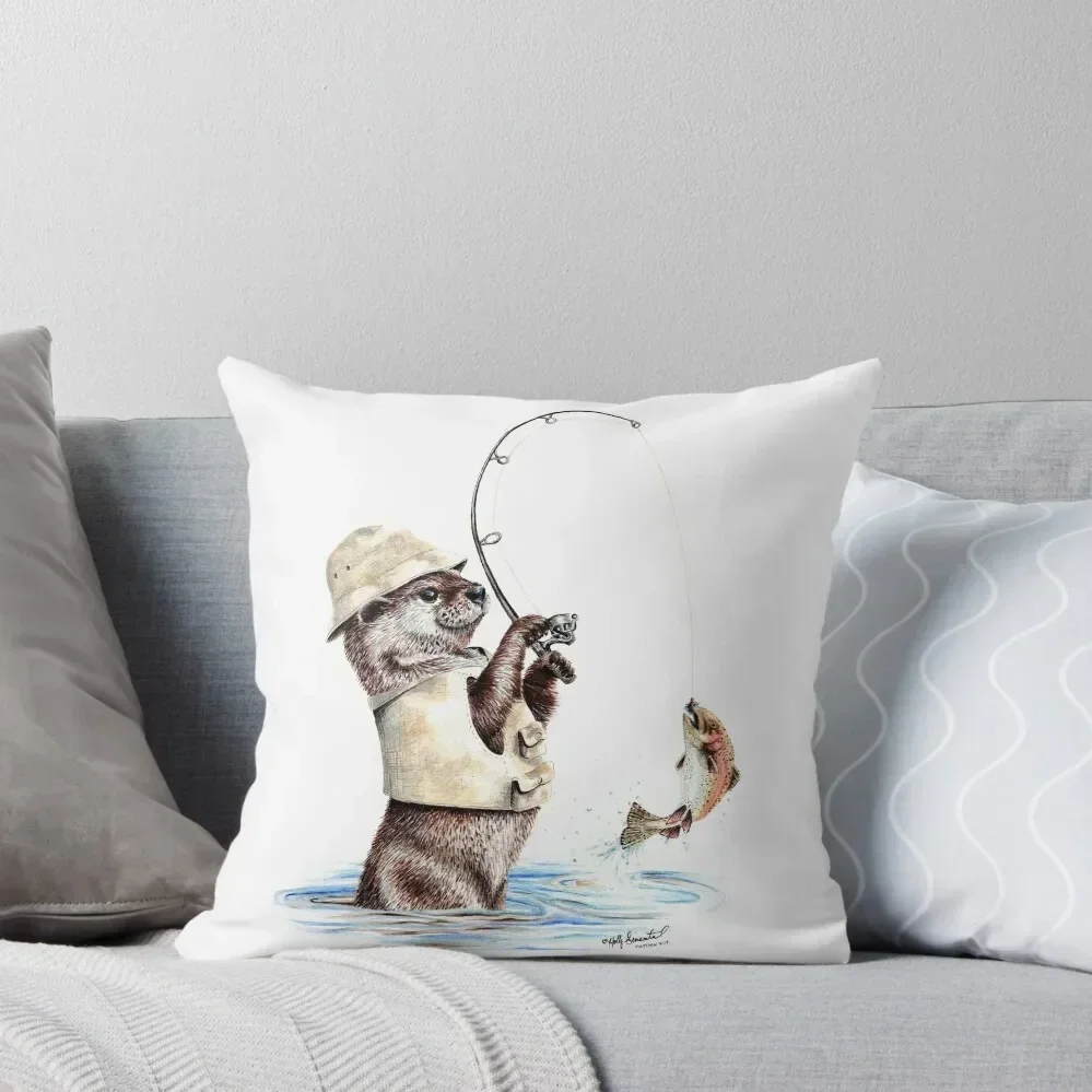 Nature's Fisherman - otter trout fishing Throw Pillow New year anime girl Decorative Cushions For Living Room pillow