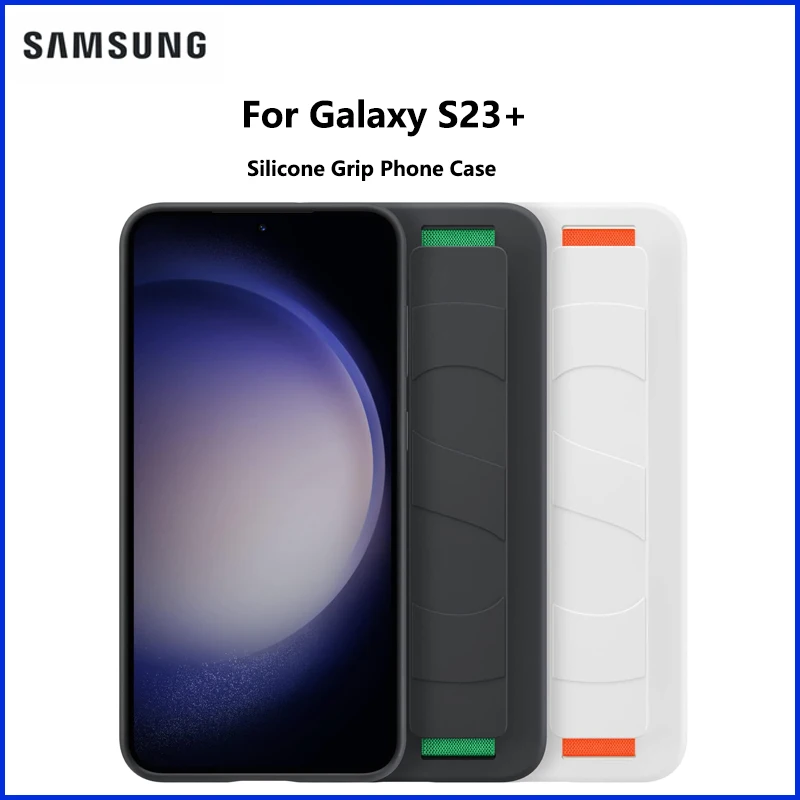 Original Samsung Galaxy Galaxy S23+ Plus Silicone Grip Phone Case Smooth Texture Detachable Strap EF-GS916