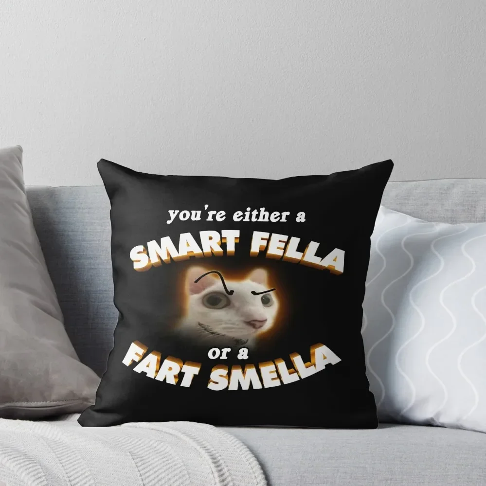 you're a smart fella or a fart smella Throw Pillow Sofa Covers Cushions Home Decor Pillow