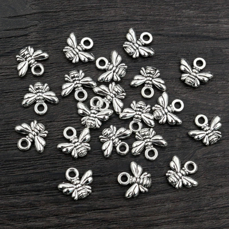 30pcs 10x11mm Charms bee Tibetan Silver Plated Bronze Gold Pendants Antique Jewelry Making DIY Handmade Craft