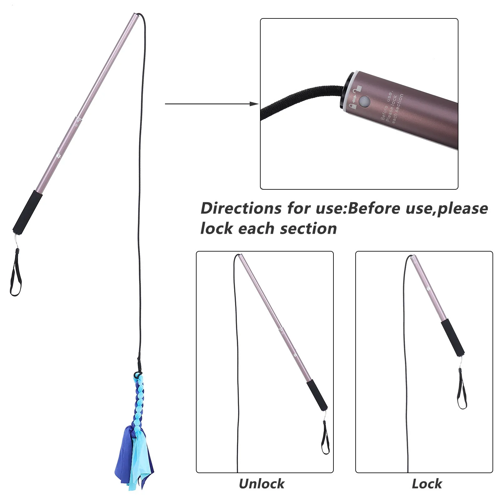 

Dog Stick Extendable Teaser Training Interactive Pet for Small Puppies Aluminum Alloy Wand Puppy Trainer Communication