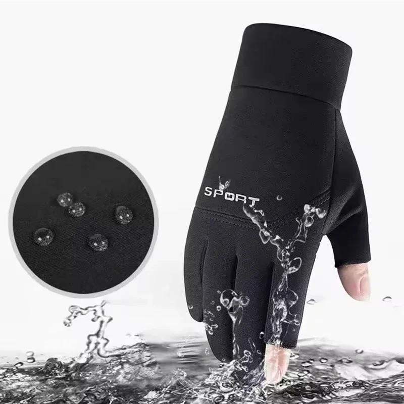 Winter Fishing Men's Gloves Women Cycling Warm Anti-Slip Gloves for Fishing Sports Touch Screen Two Fingers Cut Outdoor Angling image 5
