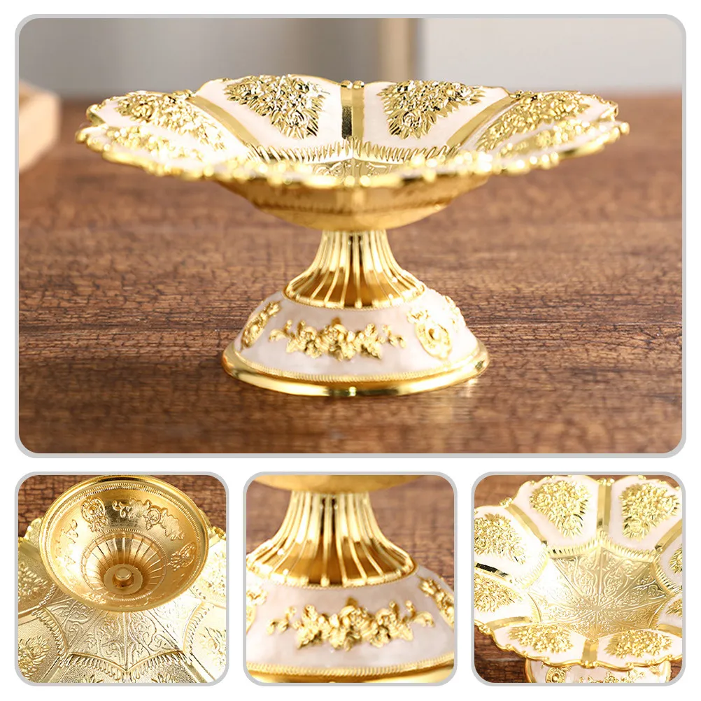 Shiny Gold Aluminum Alloy Fruit Plate European Design Snack Serving Tray for Home Hotel Party Wedding Birthday Dried Fruit