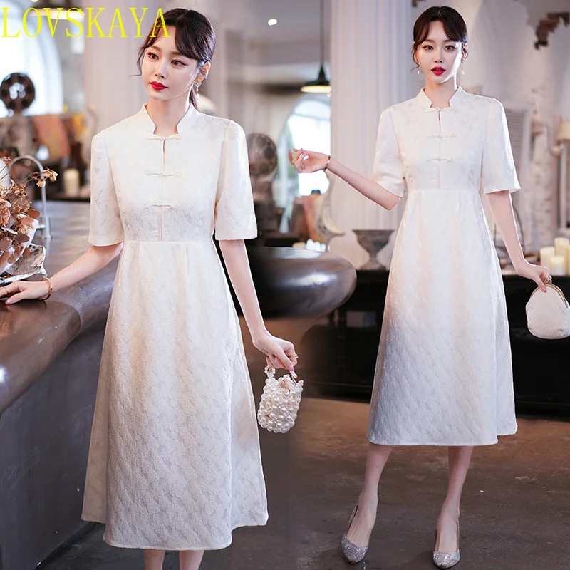 Summer New Chinese Traditional Retro Button Improved Edition Cotton Slim Fit Short sleeved Robe Chinese Style Fantastic Dress