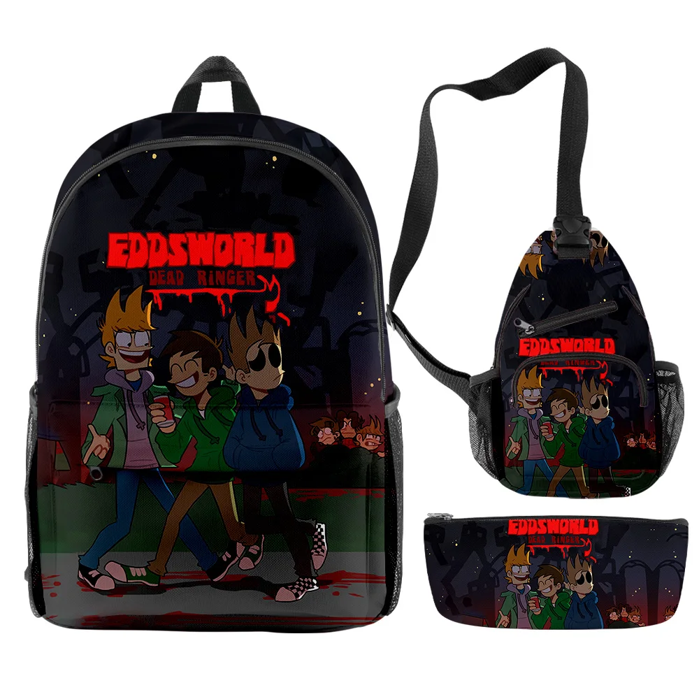 Popular Fashion Funny eddsworld 3D Print 3pcs/Set pupil School Bags Trendy Travel Laptop Backpack Chest Bag Pencil Case