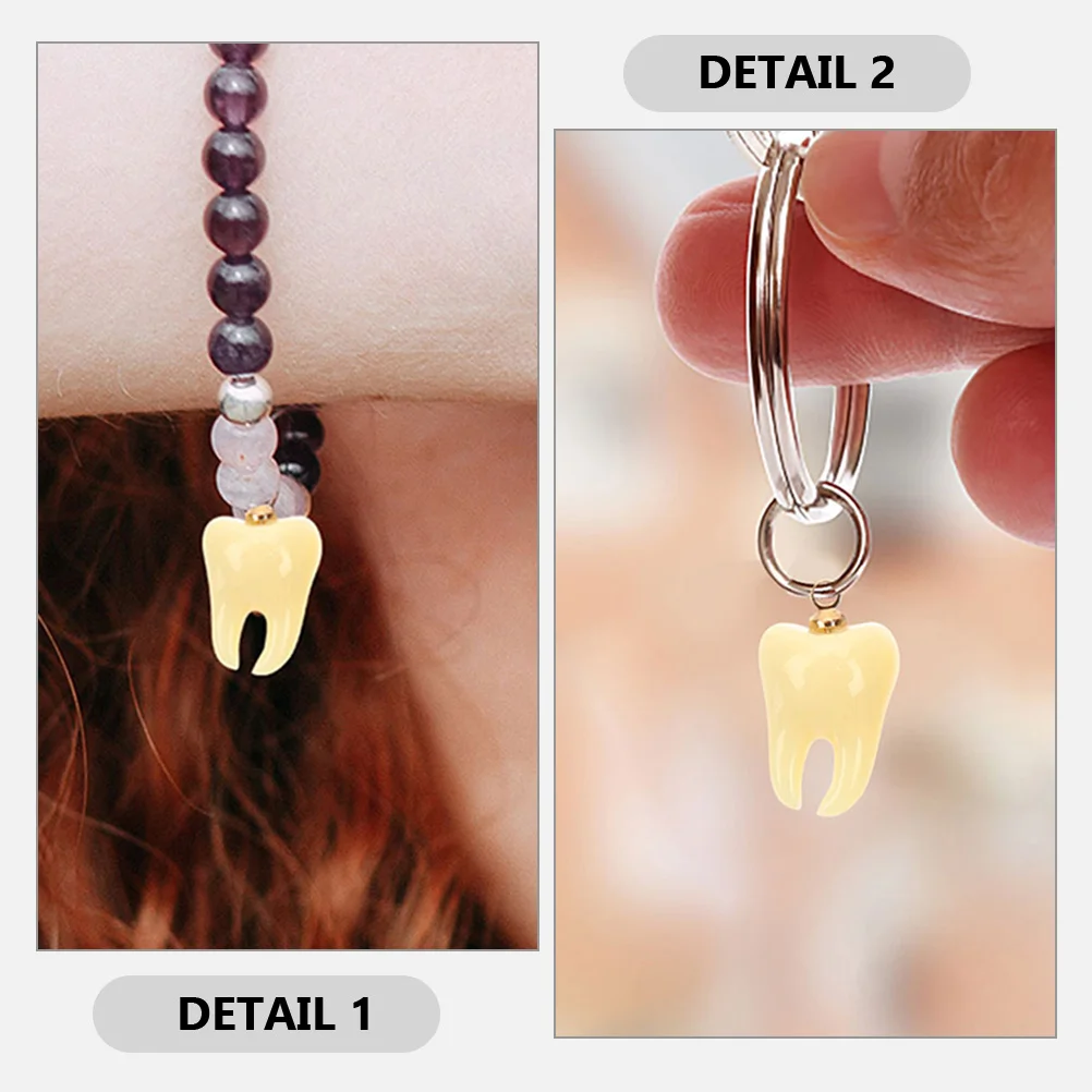 

6 Pcs Teeth Pendant Accessories Resin Small Charms Dental Ornaments DIY Jewelry Making Supplies Craft Materials