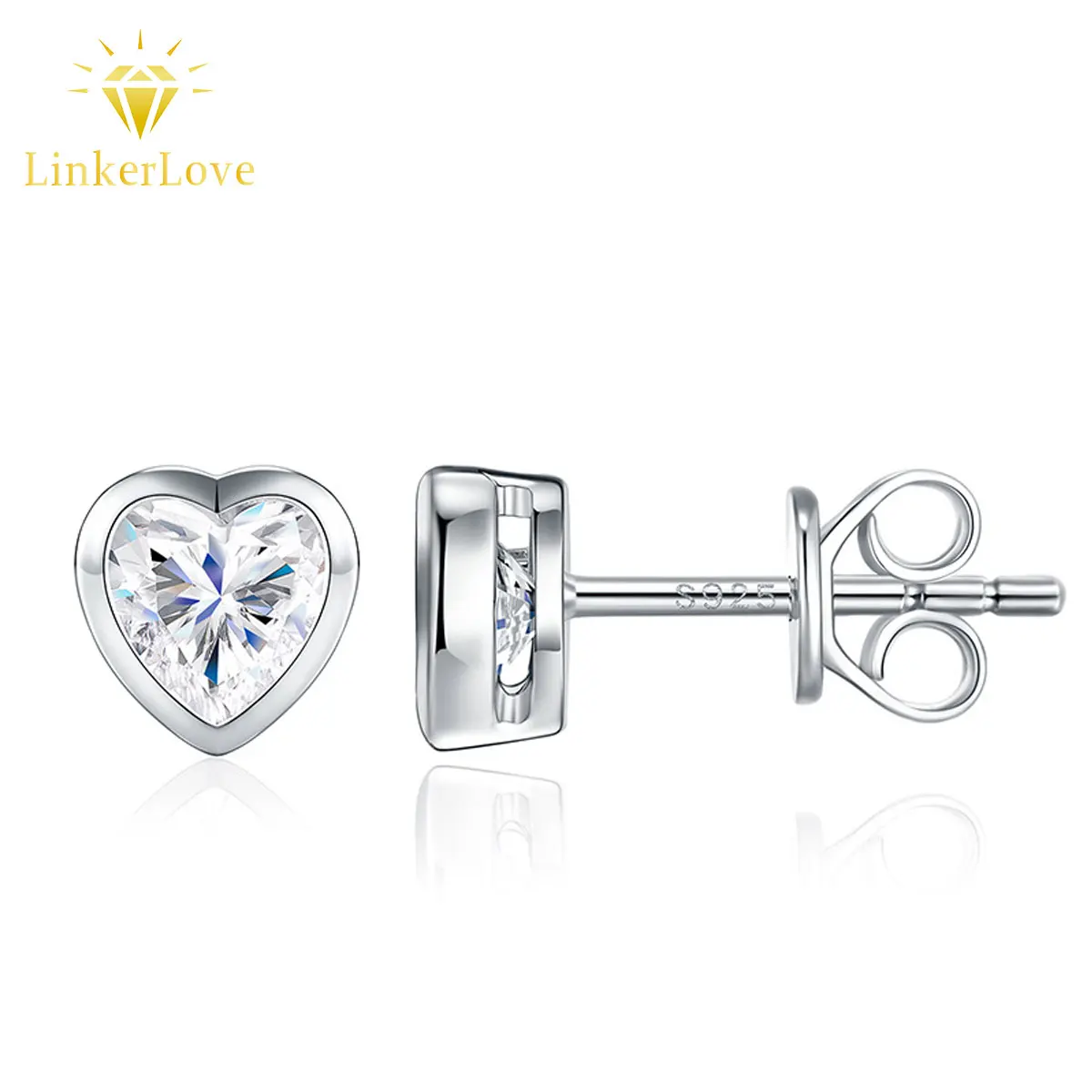 

Серьги-гвоздики LinkerLove S925 из стерлингового серебра с муассанитом в форме сердца для женщин, 5 мм, с бриллиантами в оправе, изысканные ювелирные изделия
