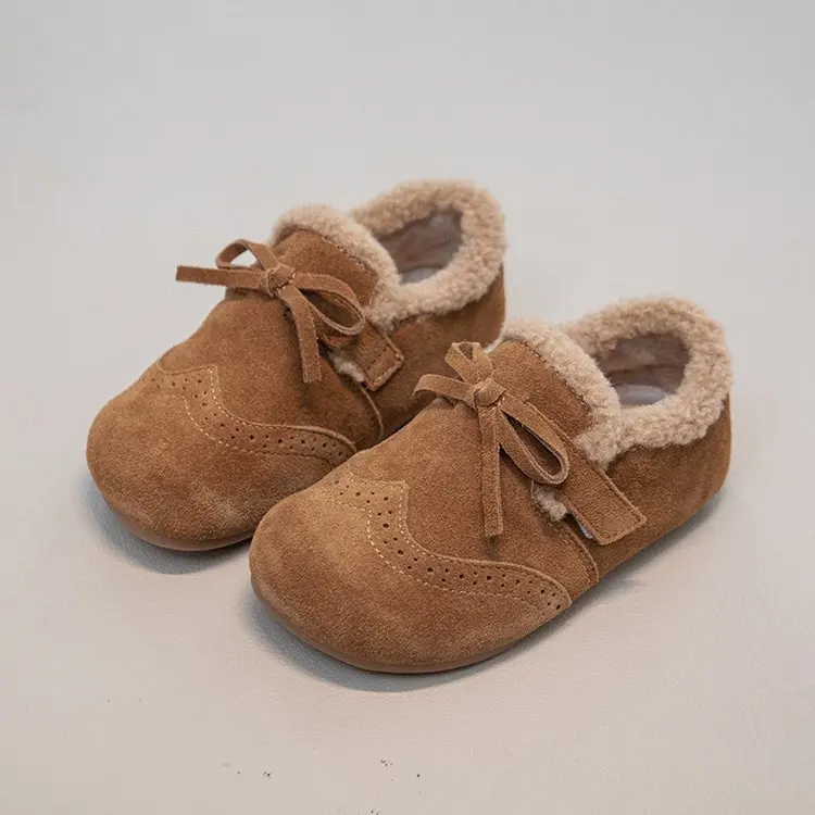 

Зимнее издание 2025, короткие сапоги для девочек с противоскользящей абразивной отделкой, теплые меховые сапоги с мягкой подошвой для девочек