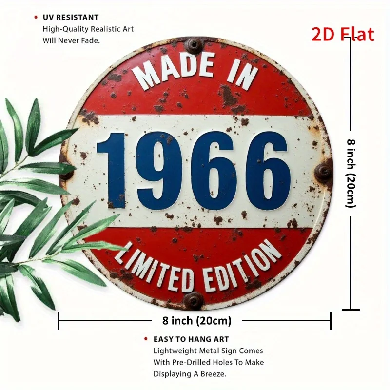 2D Flat - [2D Flat] 2D Printed on a Flat Surface, 1pc, Limited Edition from 1966 Round Metal Sign, Perfect for Vibrant And Seren