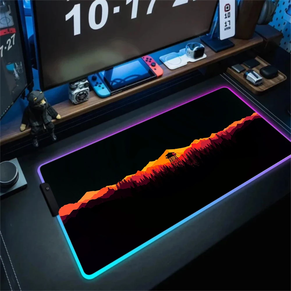 لوحة ماوس كبيرة بالكمبيوتر RGB ، وسادات إضاءة خلفية ، لوحة ماوس رائعة ، غابة عميقة ، ألعاب نارية ، حصائر أنيمي كبيرة ، لوحة مفاتيح ، XXL