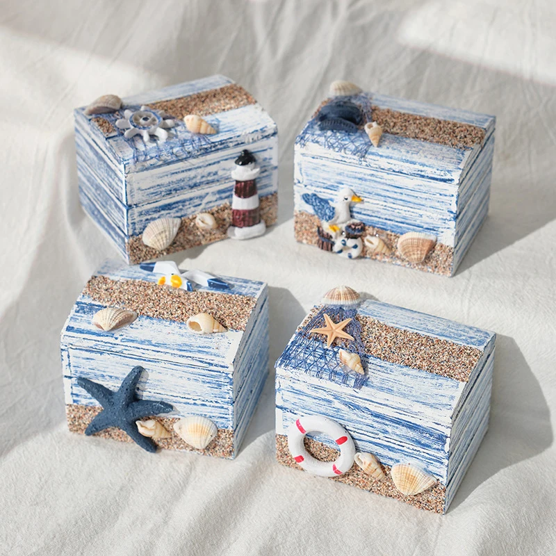 Mediterranean Storage Box Desktop Small Wooden Classic Wooden Small Box Creative Jewelry Box Candy Box