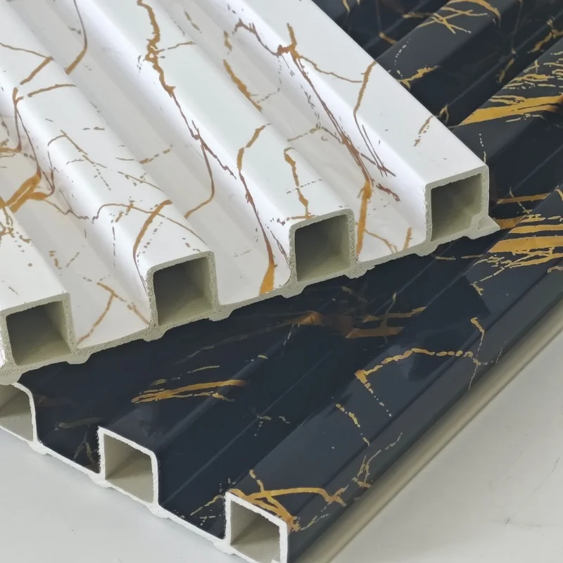 2026 Hot Sale Waterproof Marble Style WPC Fluted Great Wall Panels Decorative Material Louvers Panel for Hotel Interior Decorati