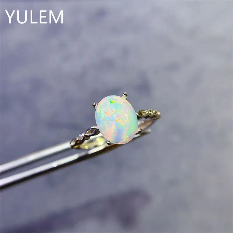 Exquisite Temperament Madam Natural Opal Ring S925 Sterling Silver Genuine Designer Jewelry Gift