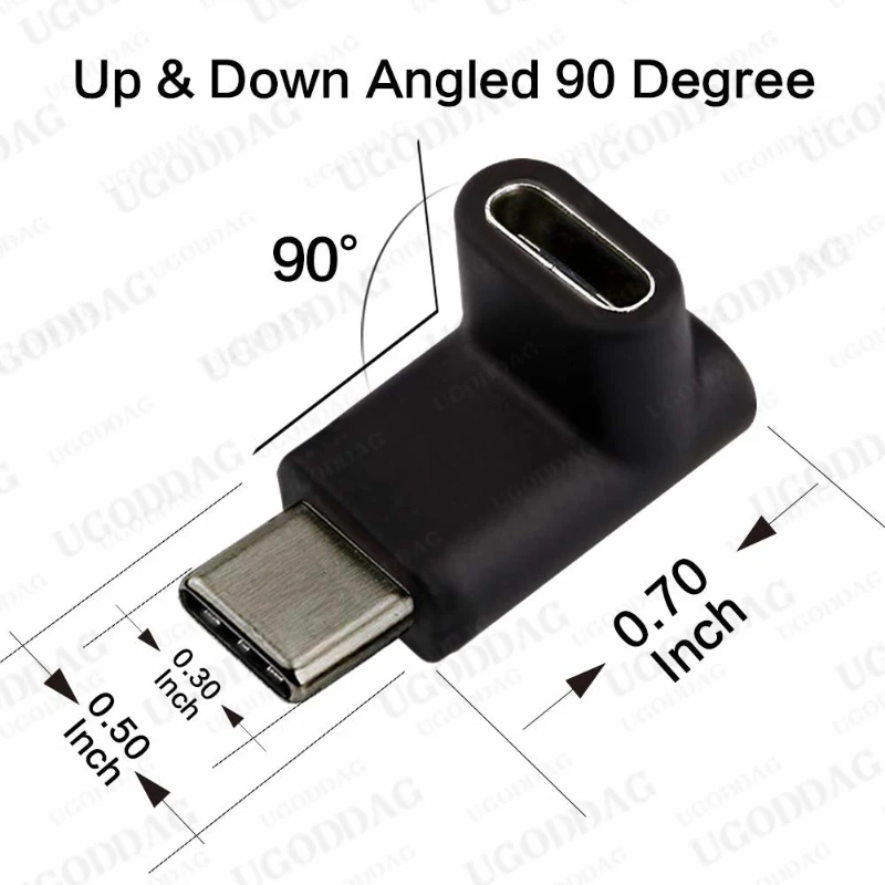 USB C Male to Female Adapter Type C 90 Degree Angled Right Left and Up Down Extension Connector for Laptop Tablet Mobile Phone