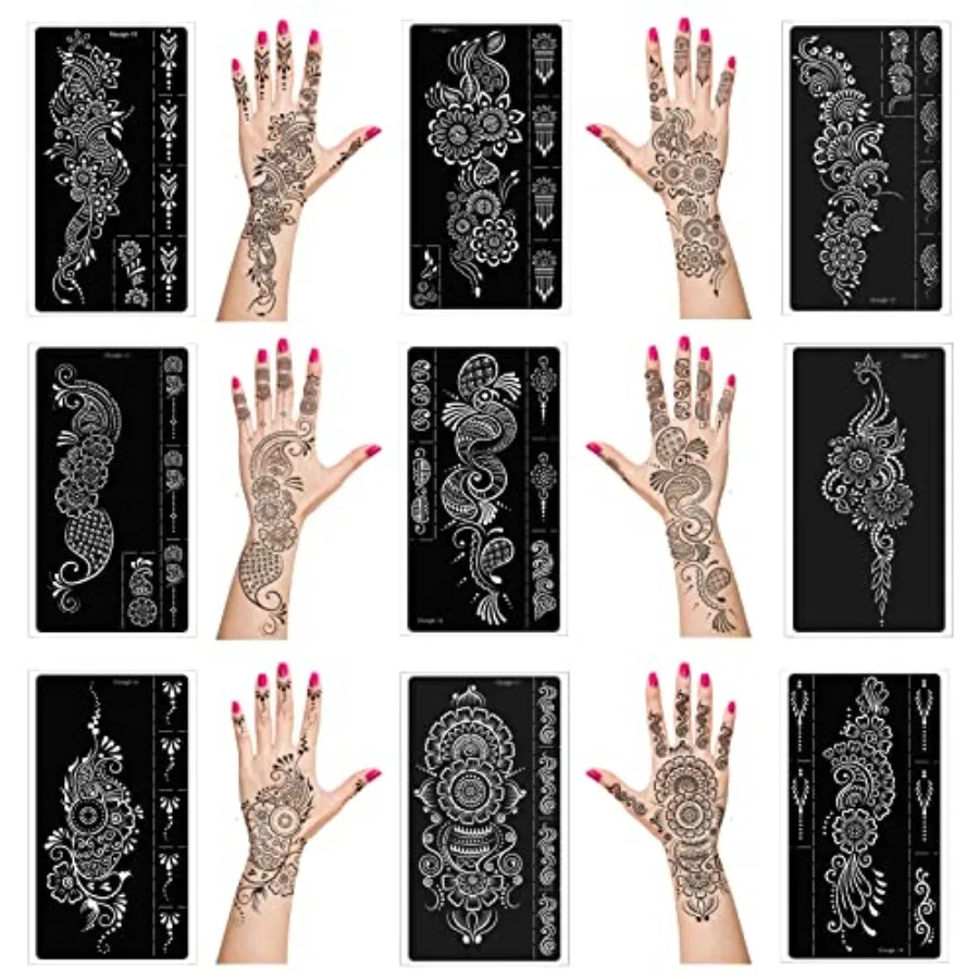 

Henna Tattoo Stencils kitTemporary Tattoos Stencils Reusable Henna Tattoo kit for Hand Forearm Airbrush Tattooing Template Indi