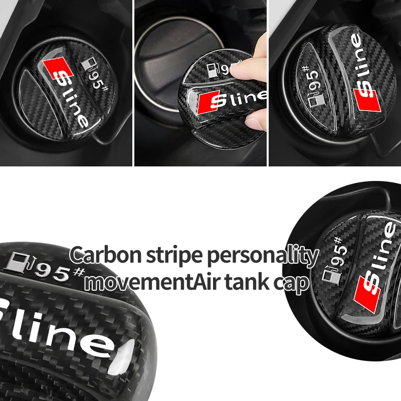 Car Carbon Fibre Fuel Cap 95# 98# Decorative Tank Covers For Audi A1 A3 A4 A5 A6 A7 A8 Q2 Q3 Q5 Q7 Q8 Quattro S7 S8 S3 S4 RS5 RS