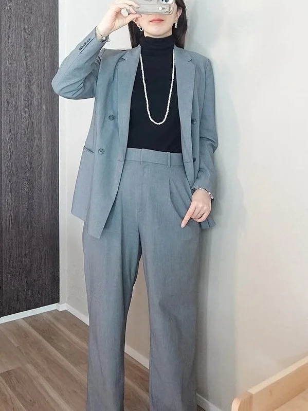 

Брюки WMXZ, осень 2024, новые, приталенные, с широкими штанинами, повседневные, с высокой талией, плиссированные, для примерки в примерочной