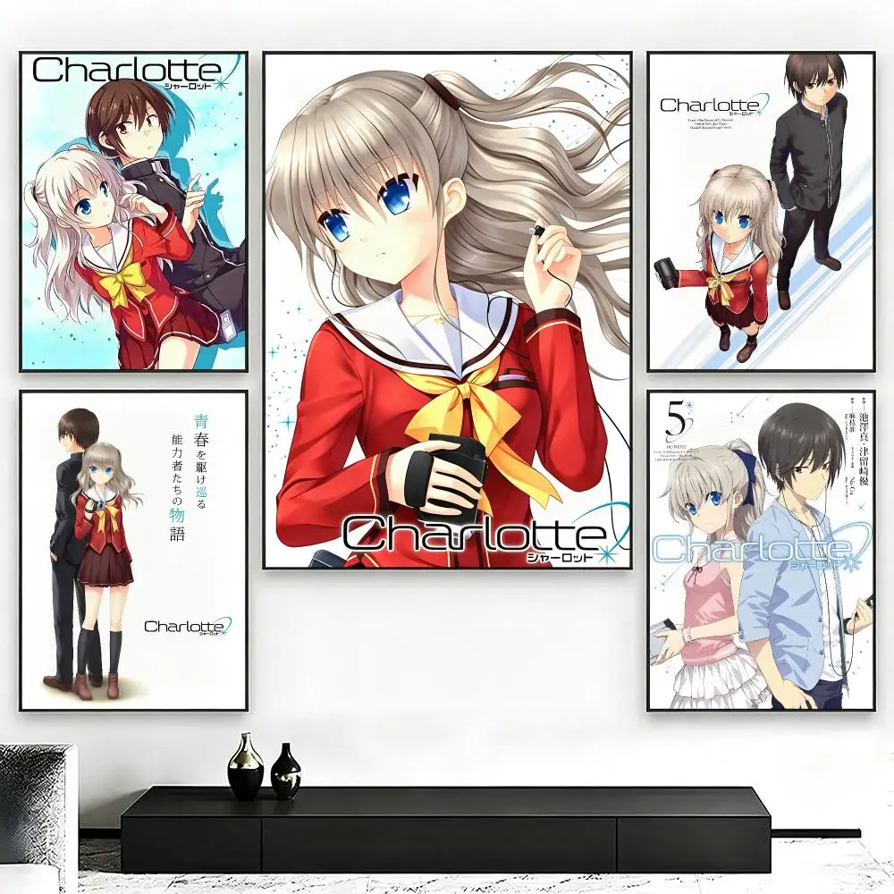 Anime CharlotteS Poster Poster Nordic HD Self-Adhesive Wall Sticker Home Café Bedroom Living Room Art Decor Gift