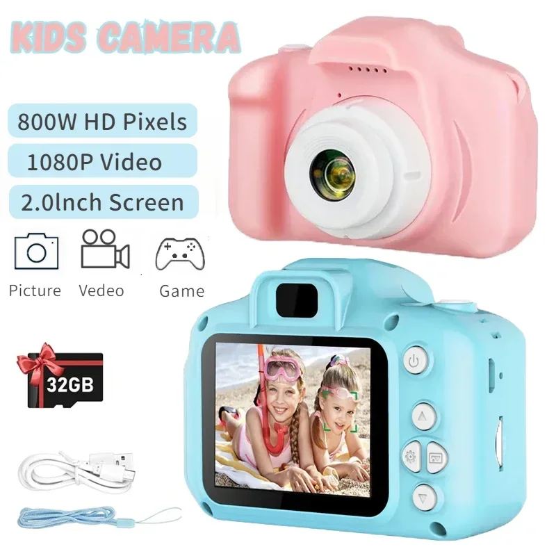 X2 Children's Dual Camera Mini Digital Retro Style Educational Toy HD Video Camera Outdoor Cartoon Photography Toy Gift