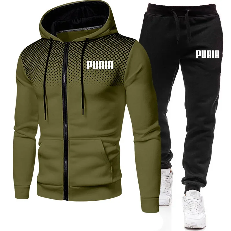 2023 nuovo inverno abbigliamento da uomo Set da uomo stampa felpa con cappuccio Set felpa con cerniera in pile pantaloni sportivi Casual tute da uomo