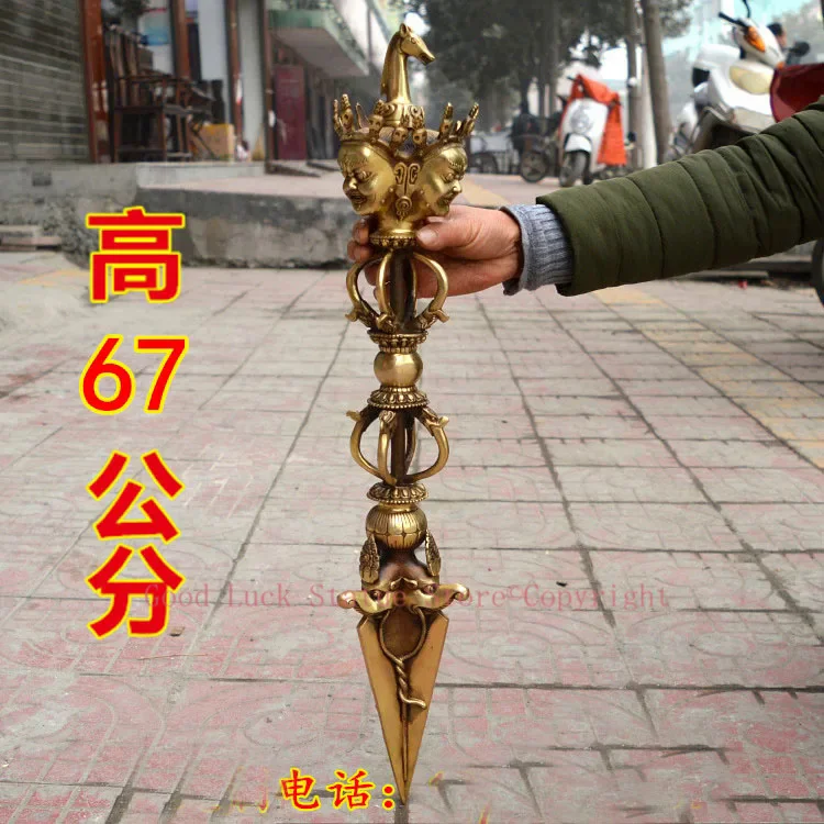 TOP COOL # Buddhism ghostdom FENG SHUI Horse head King Kong drop exorcism God magic pestle Weapon talisman 67CM view 2