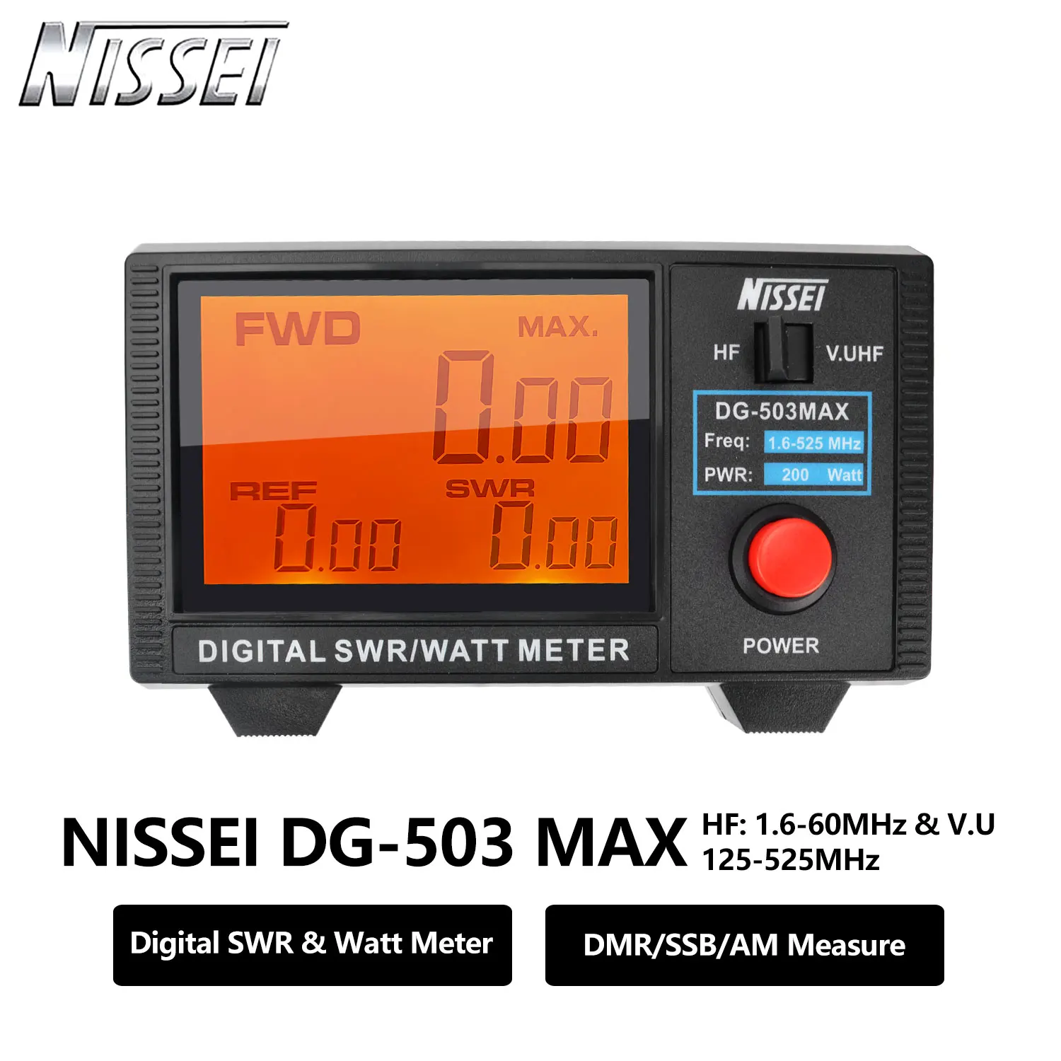 NISSEI DG-503MAX DMR/SSB/AM HF 1.6-60MHz & V.UHF125-525MHz 200Watt Walkie Talkie Digital SWR Watt Meter DG-503 MAX